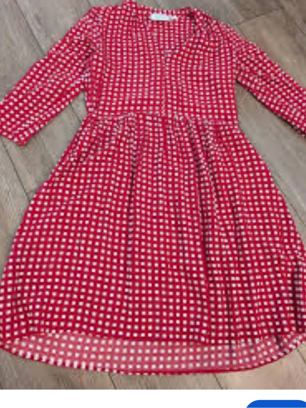 Anthropologie maeve Red and White Checked Long-Sleeve V-Neck Dress